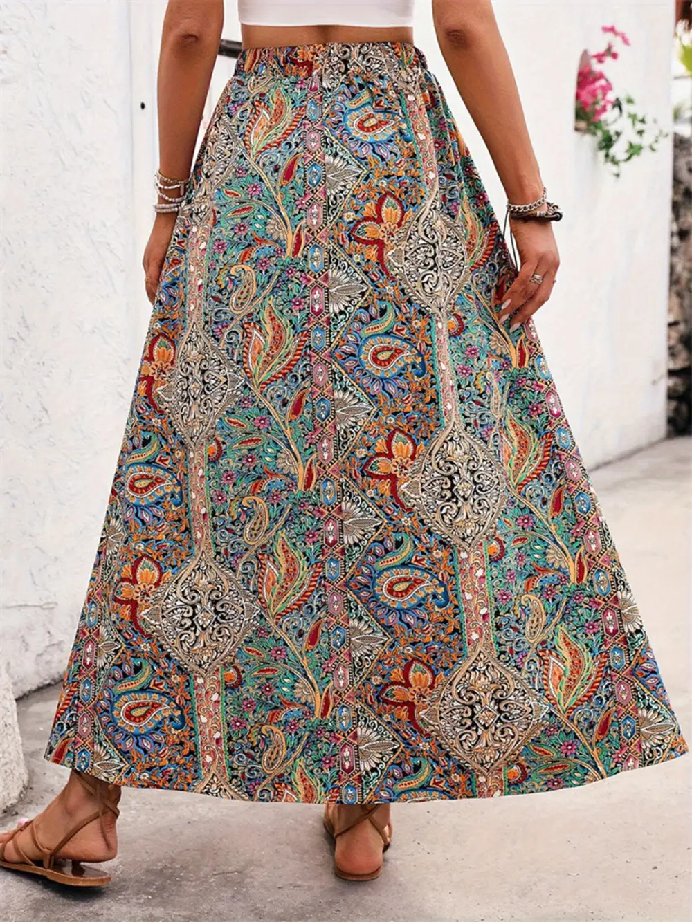 Wearable Printed Slit Skirt