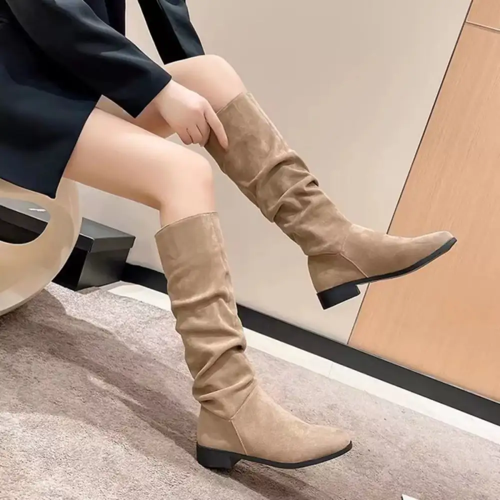 Soft Round Toe Block Heel Boots