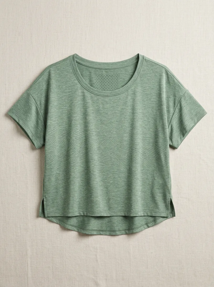Women's Yoga Fitness Textured Green Athletic Top