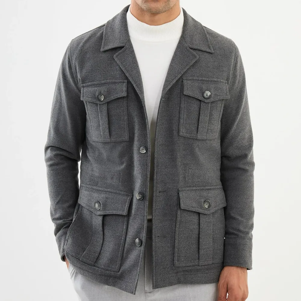 Modern Slim Fit Safari Detail Wool Tailored Coat