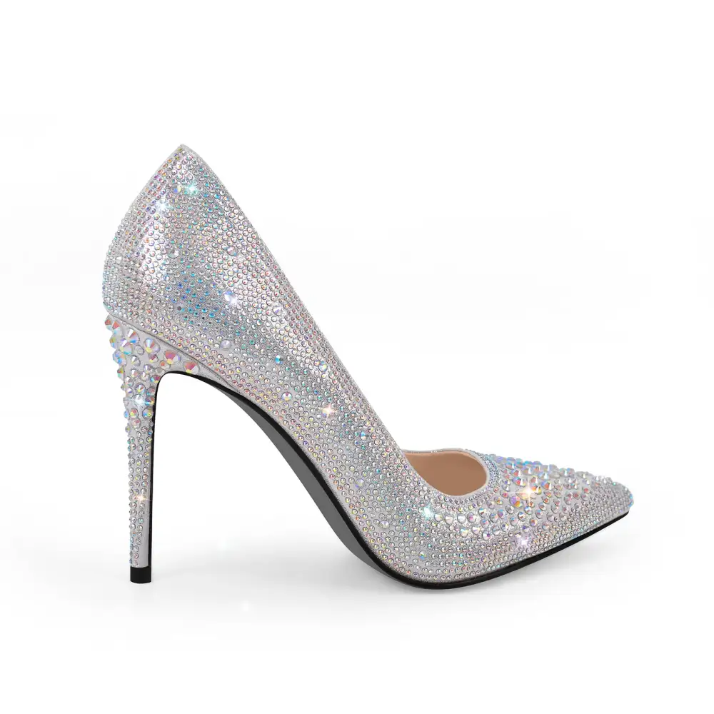 Polished Rhinestone Pointed Toe Stiletto Pumps