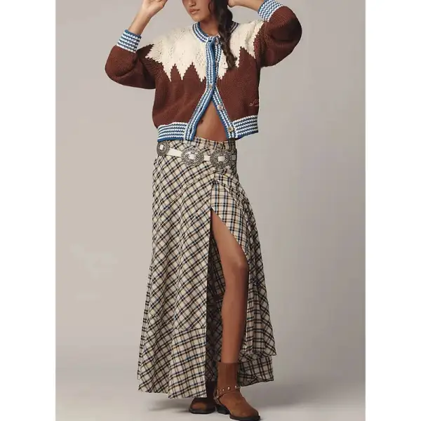 And Pattern Button Up Cardigan