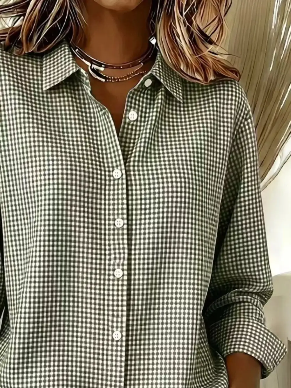 Button-up Long Sleeve Plaid Shirt