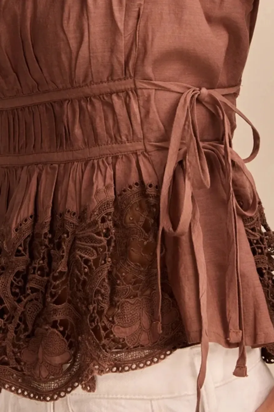 Lace Ruched Tank Top