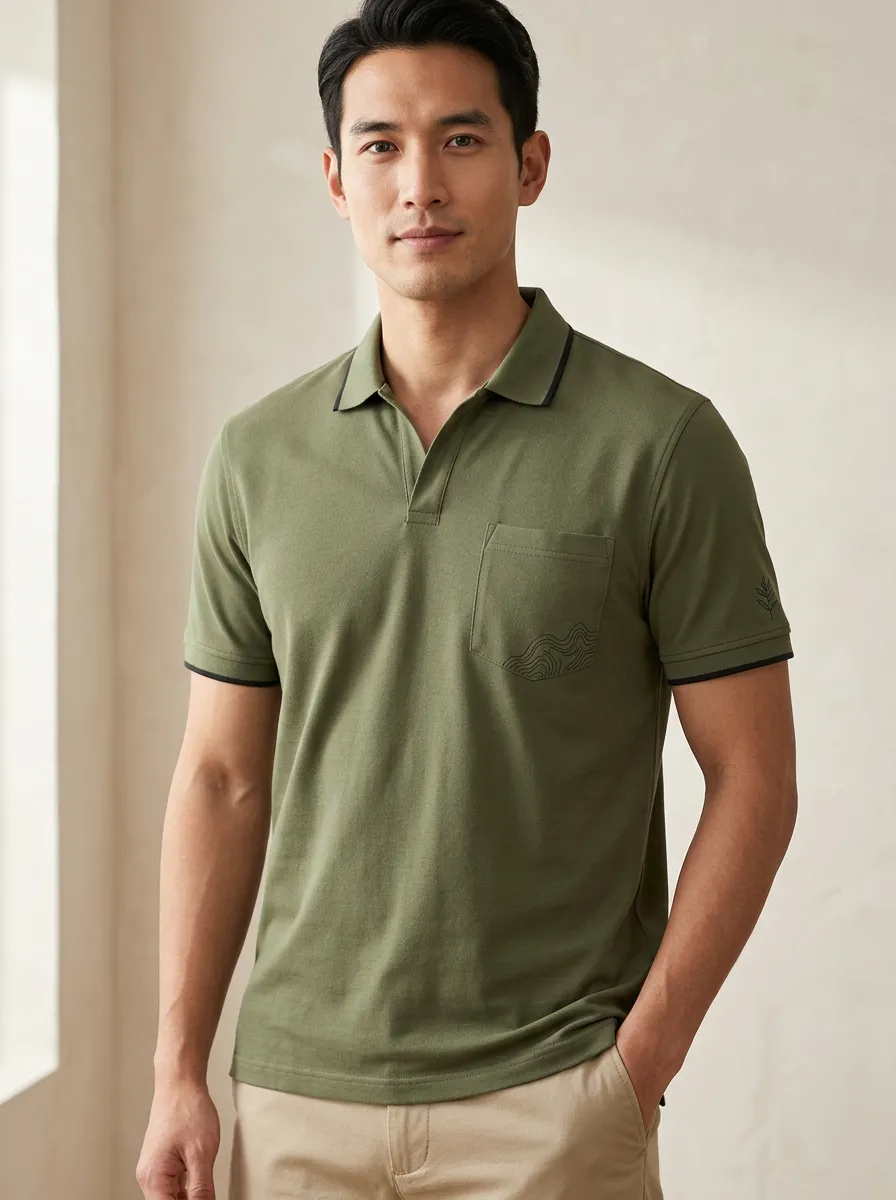 Outdoor-Inspired Topographic Men's Polo Shirt