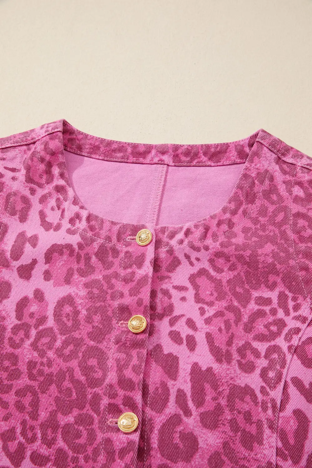 Animal Print Denim Button Front Dress Casual