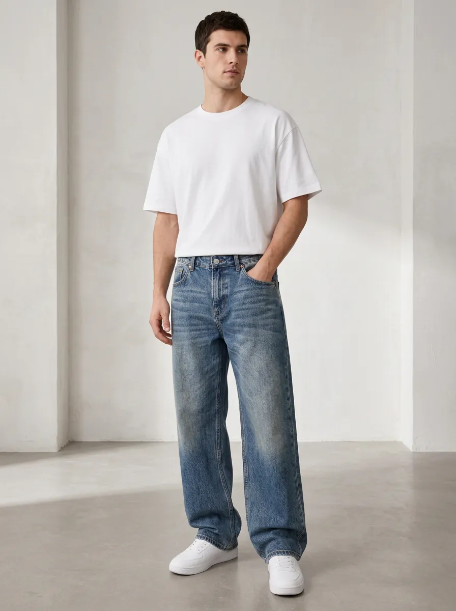 Men's Modern Workwear Wide Leg Jeans