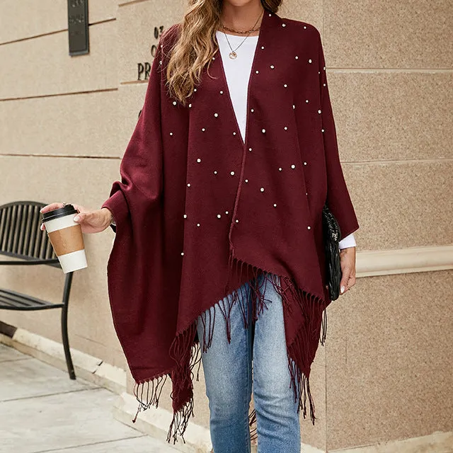 Cashmere Beaded Poncho Wrap