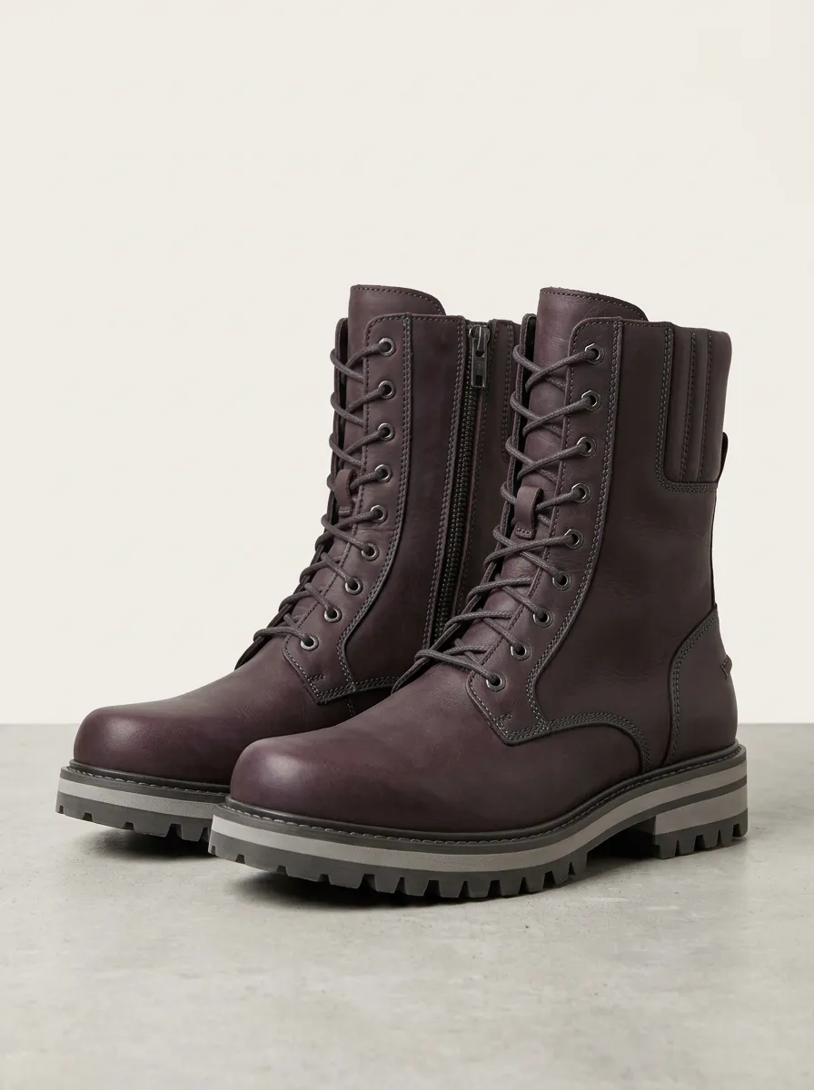 Men's Outdoor Inspired Dark Brown Lace Up Combat Boots