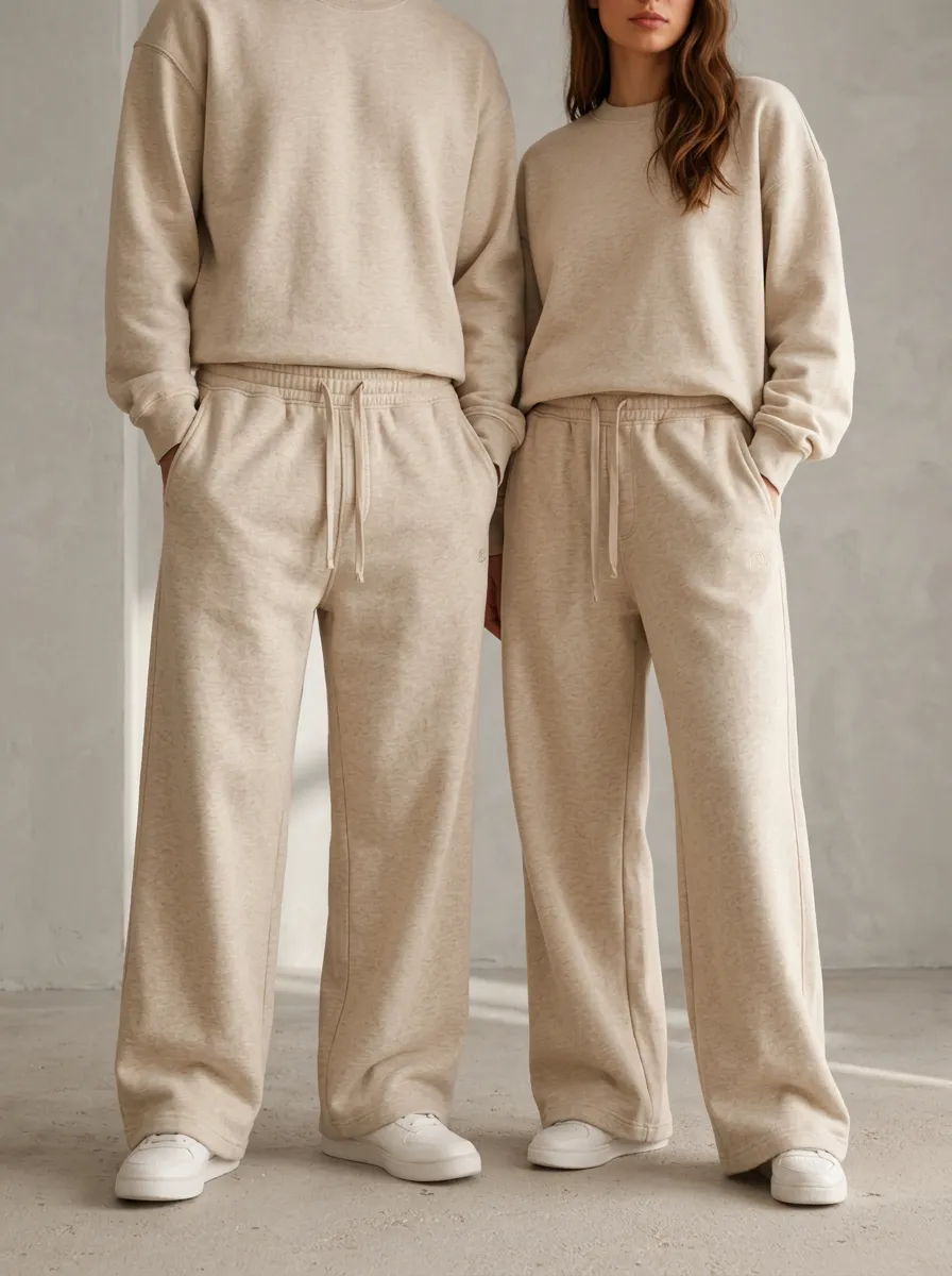 Unisex Lounge-Ready Wide-Leg Drawstring Sport Pants