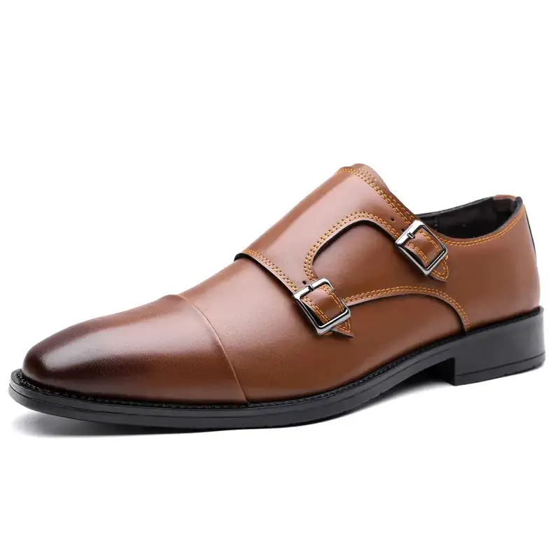 Leather Double-Buckle Dress Shoes