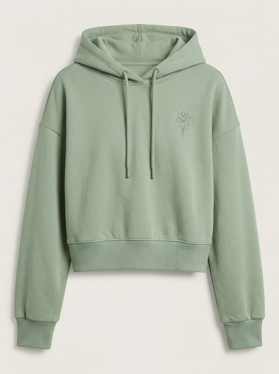 Women's Minimalist Floral Rose Line Art Printed Hoodie