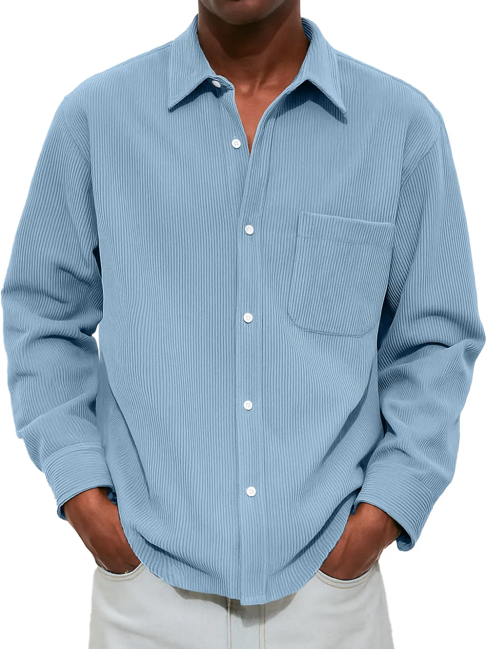 Comfort Fit Ribbed Knit Pocket Shirt