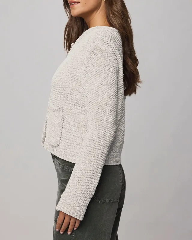 Relaxed Chenille Crop Cardigan