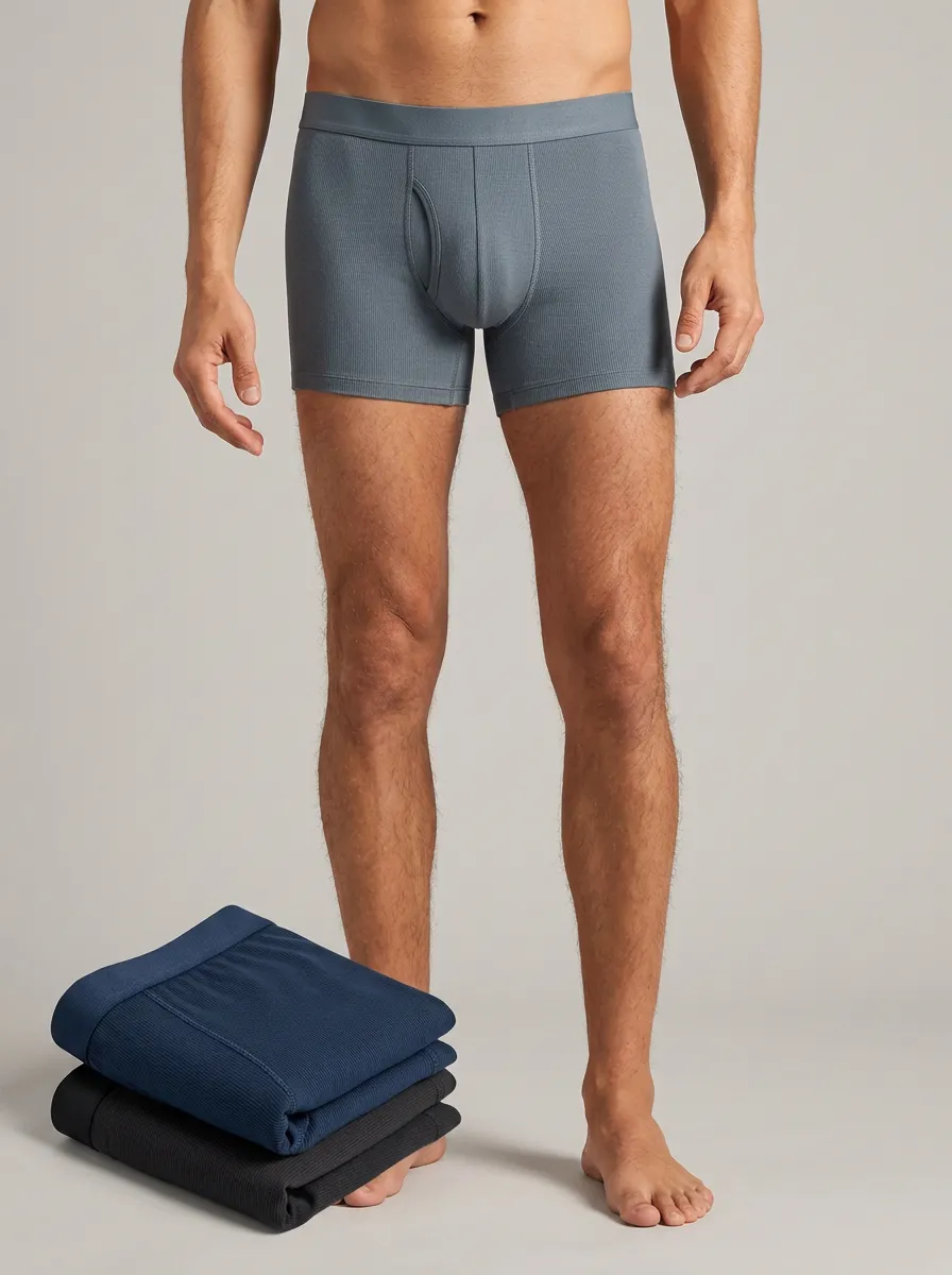 Men's Retro Ribbed Cotton Boxer Briefs