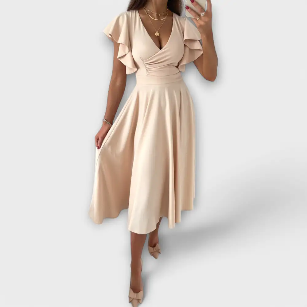 V-Neck Flowing Relaxed Casual Dress