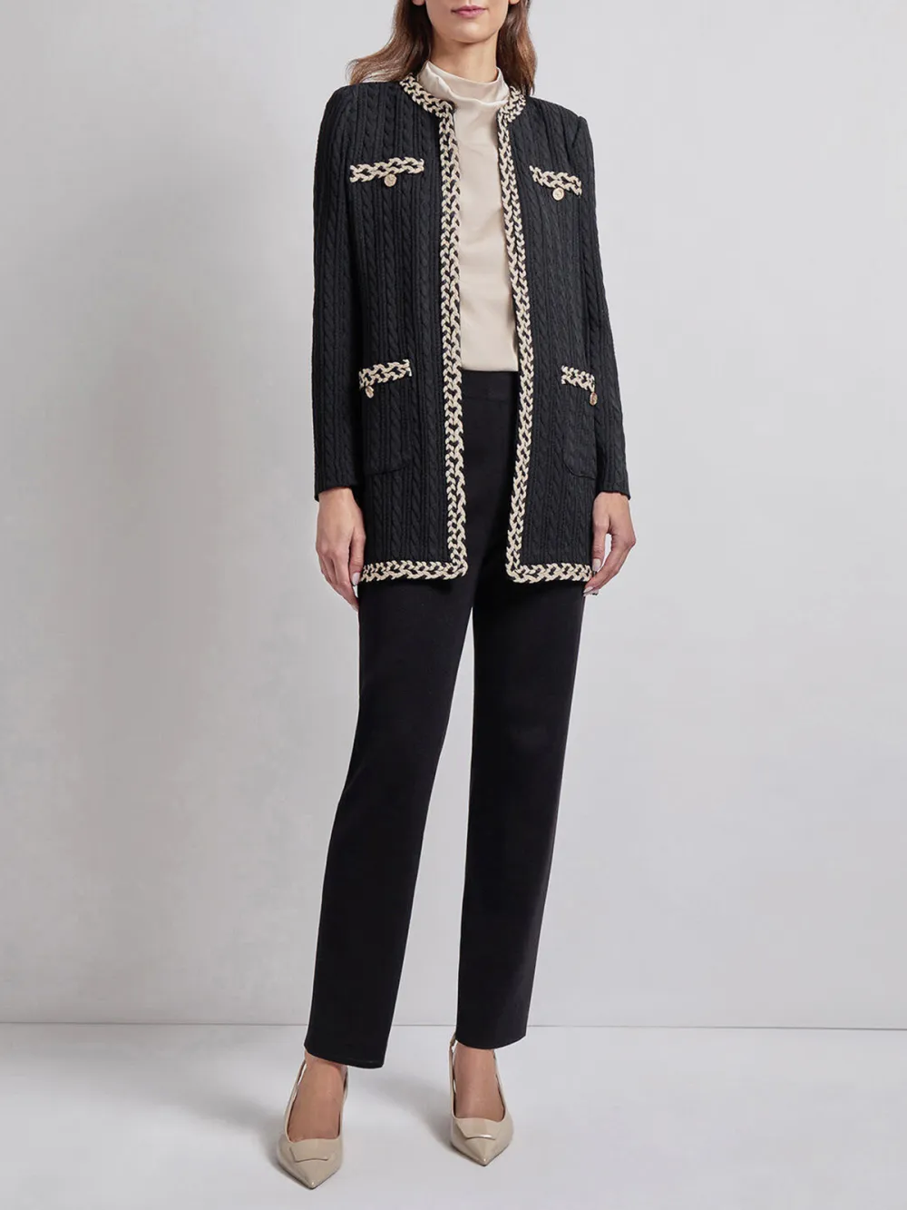 Contrast Colored Medium Length Jacket