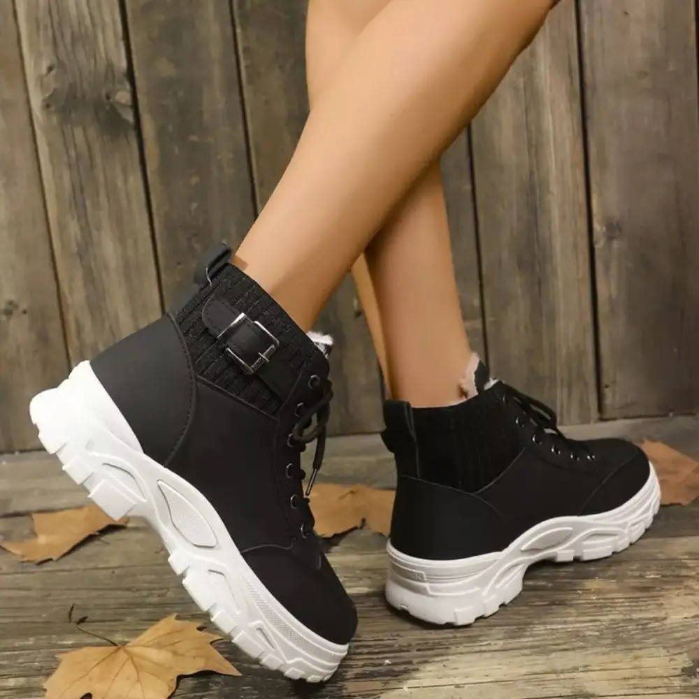 Plush Lining Lace-Up Boots