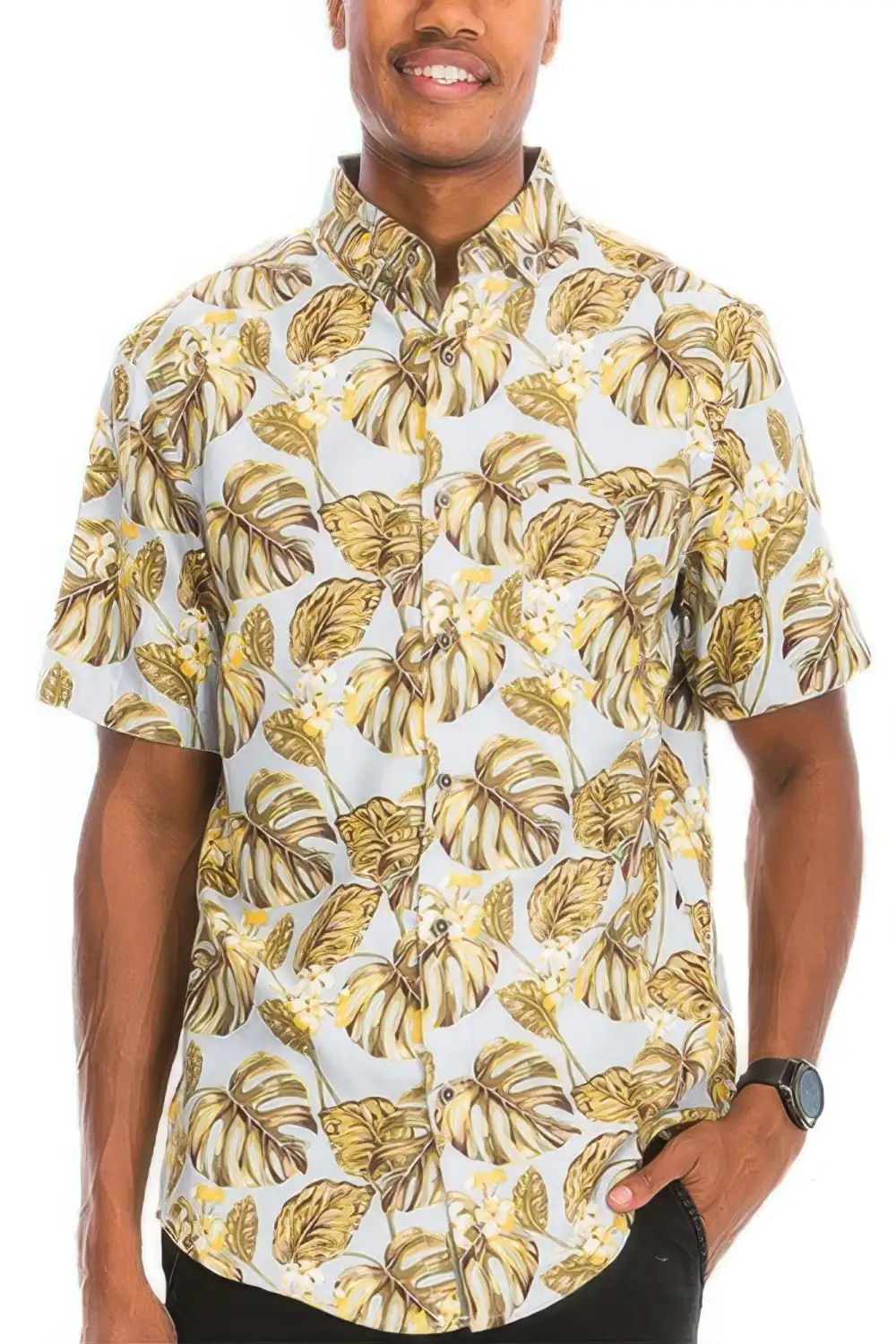 Versatile Print Button-Down Shirt