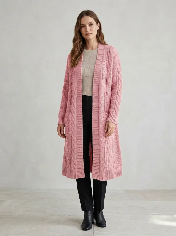 Women's Textured Cable Knit Knit Cardigan