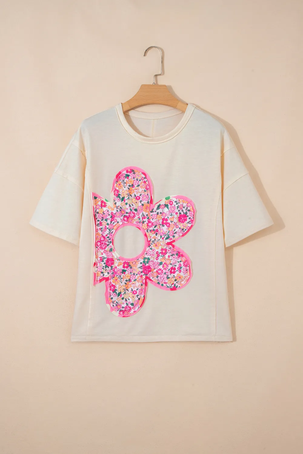 Jet Stream Floral Patched Raw Tee