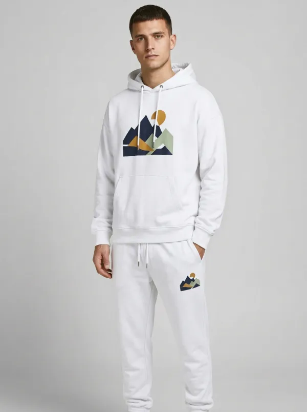 Men's Mountain Sun Graphic Kangaroo-Pocket Hoodie Jogger Set