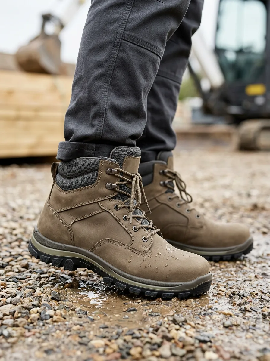 Heavy-Duty-Look Leather-Look Workwear Men's Waterproof Work Boots