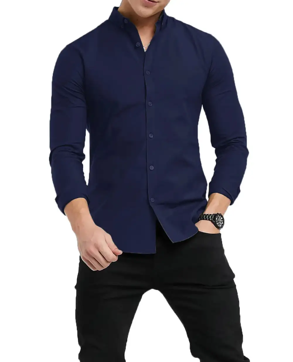 Refined Button Down Long Sleeve Slim Fit Dress Shirt