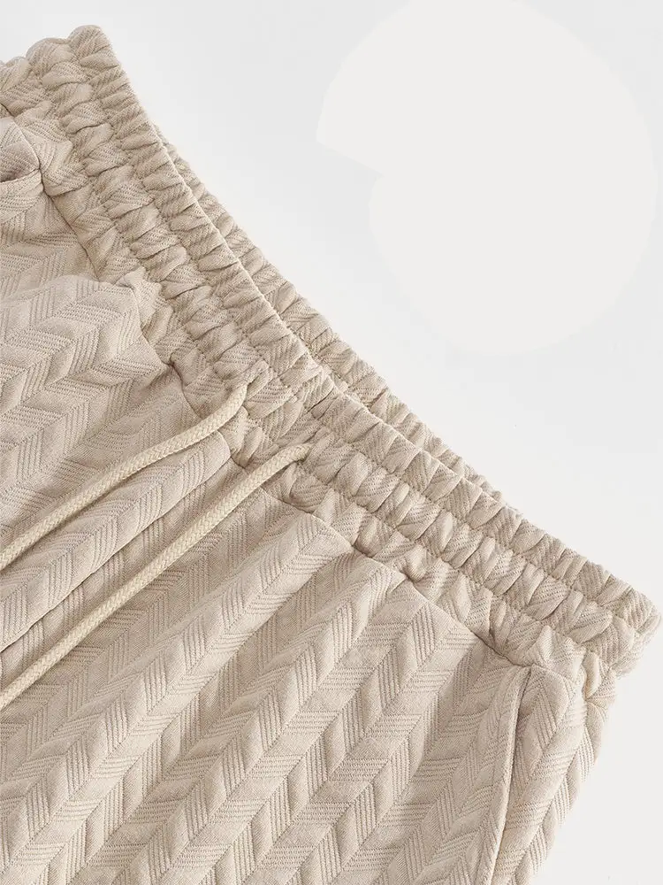 Casual Jacquard Textured Matching Set