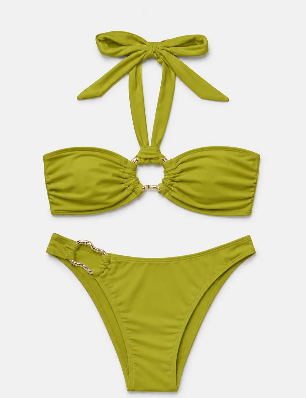 Matching Hardware Halter Bandeau Bikini Set