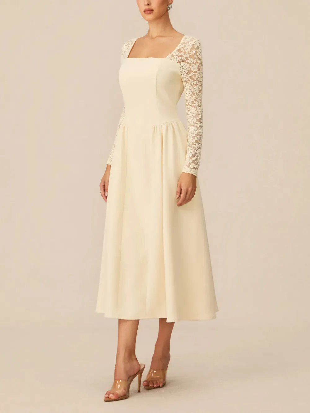 Lace Sleeve Midi Dress