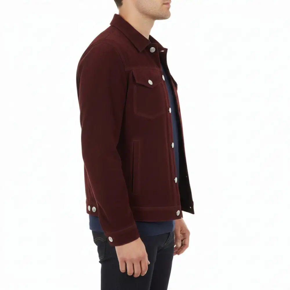 Structured Suede Trucker Jacket