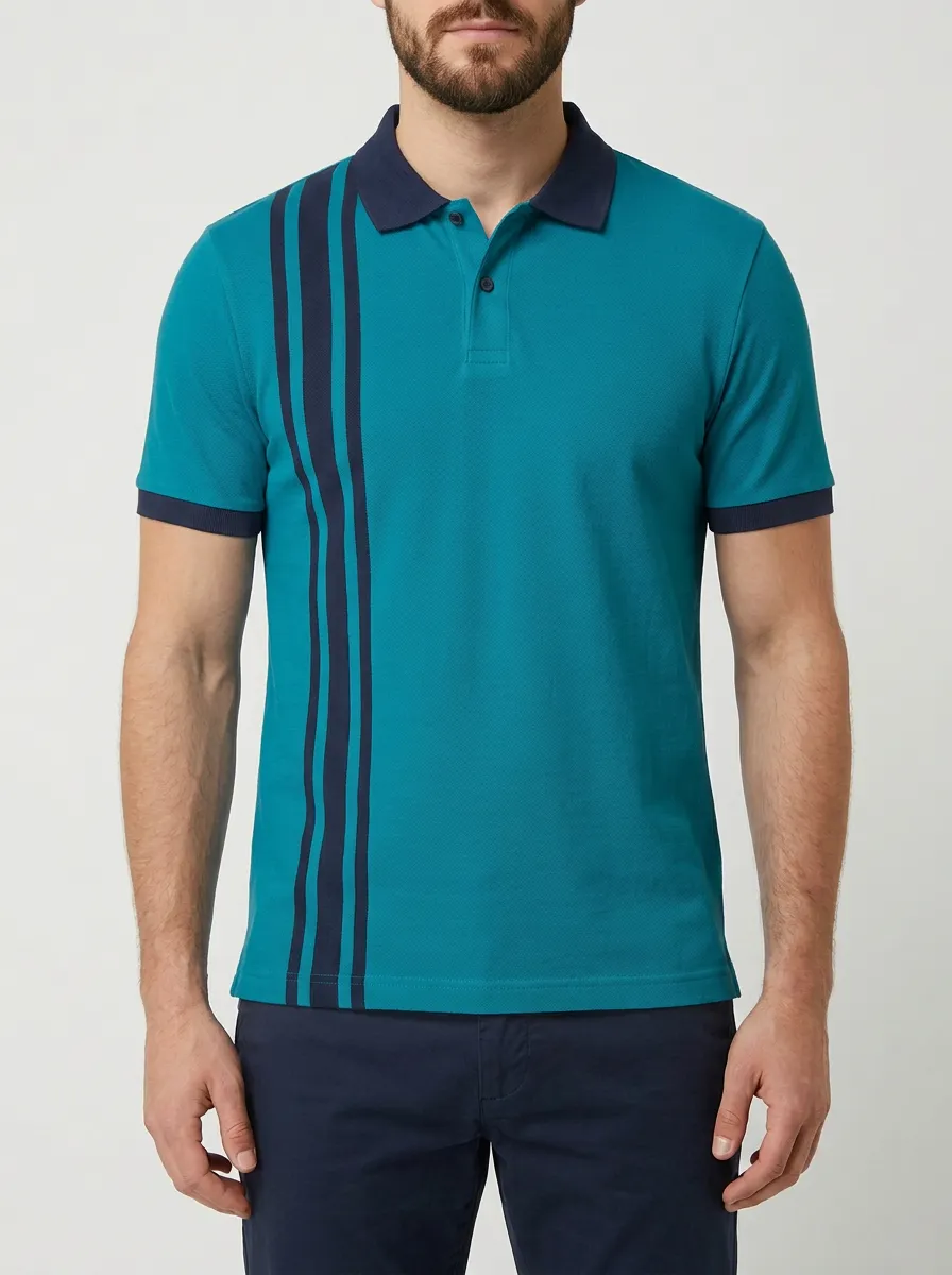 Men's Casual Minimalist Vertical Stripe Polo Shirt