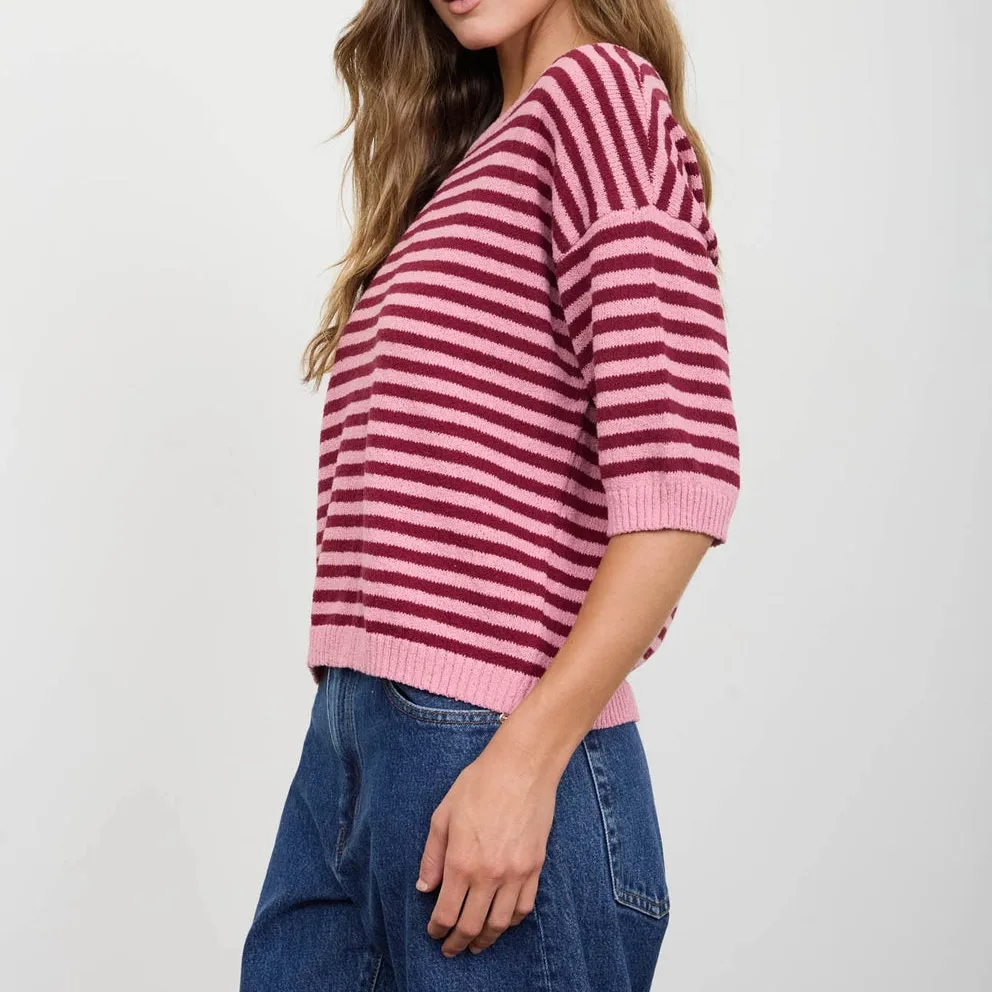 Trim Stripe Sweater Top