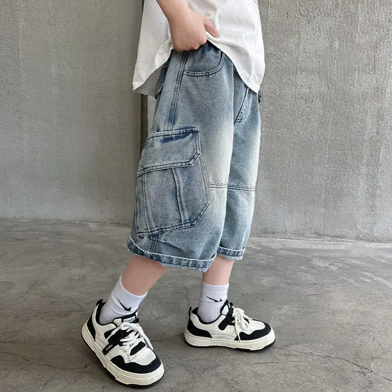Men's Straight Fit Denim Cargo Shorts for Daily Wear