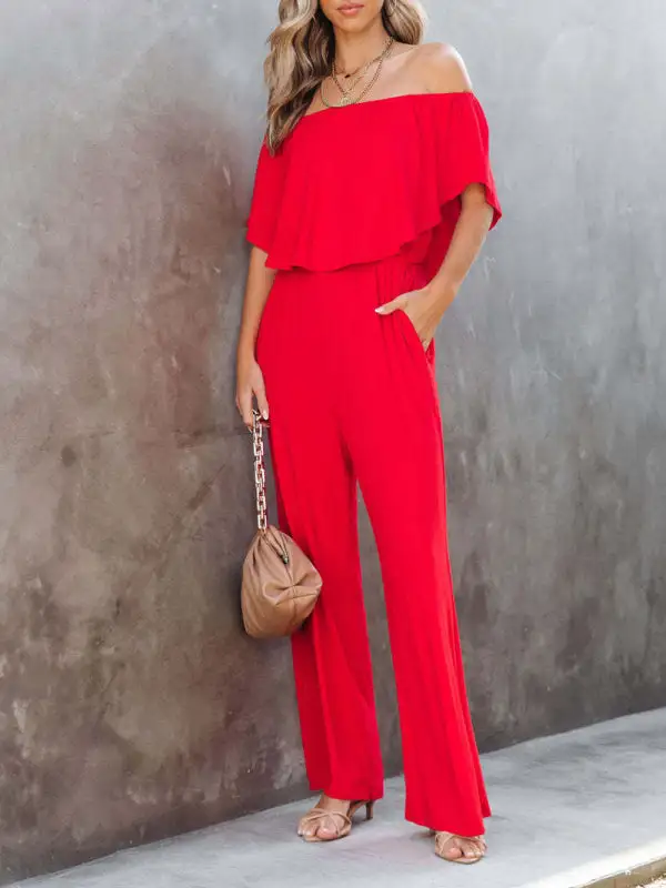 One Shoulder The Jumpsuit Wide Leg Pants