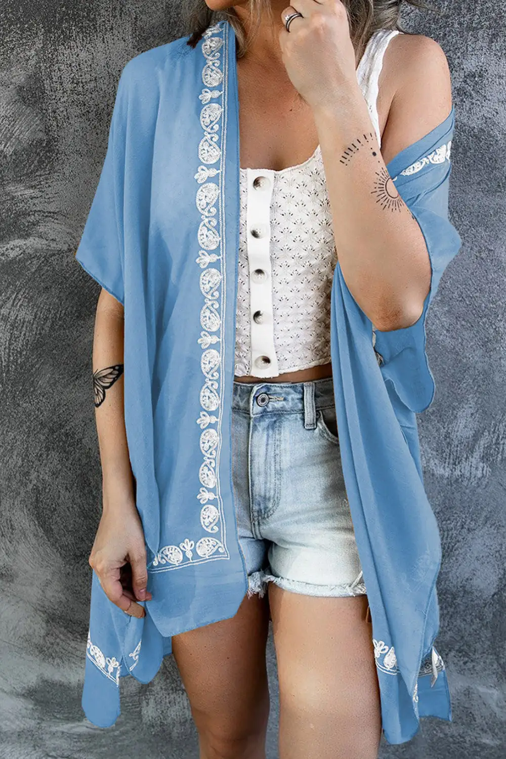 Swimwear Retro Floral Pattern Kimono