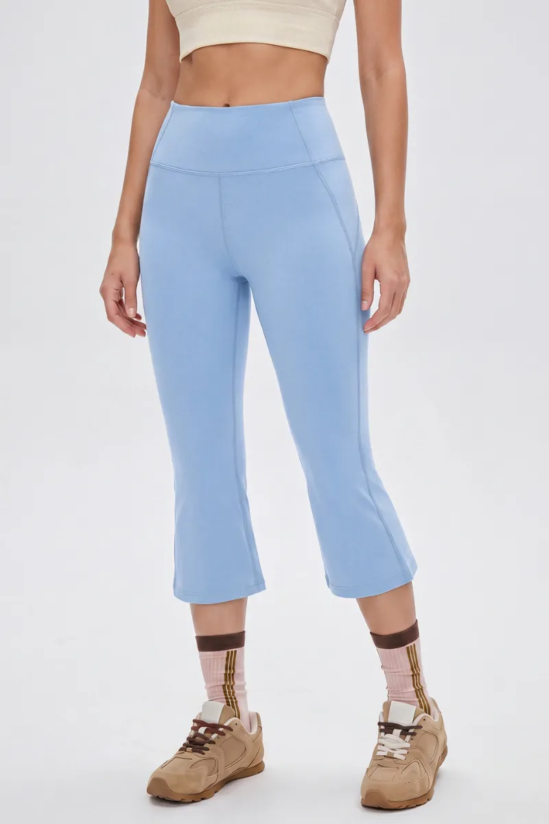 High-Waist Flared Capri Trousers