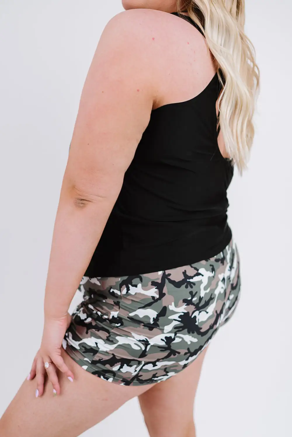 Swimwear Camouflage Criss Cross Plus Size 3 Piece Bikini Set