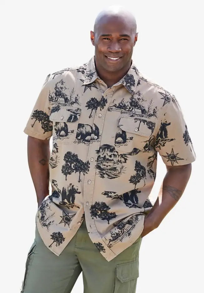 Short Sleeve Denim and Twill Shirt