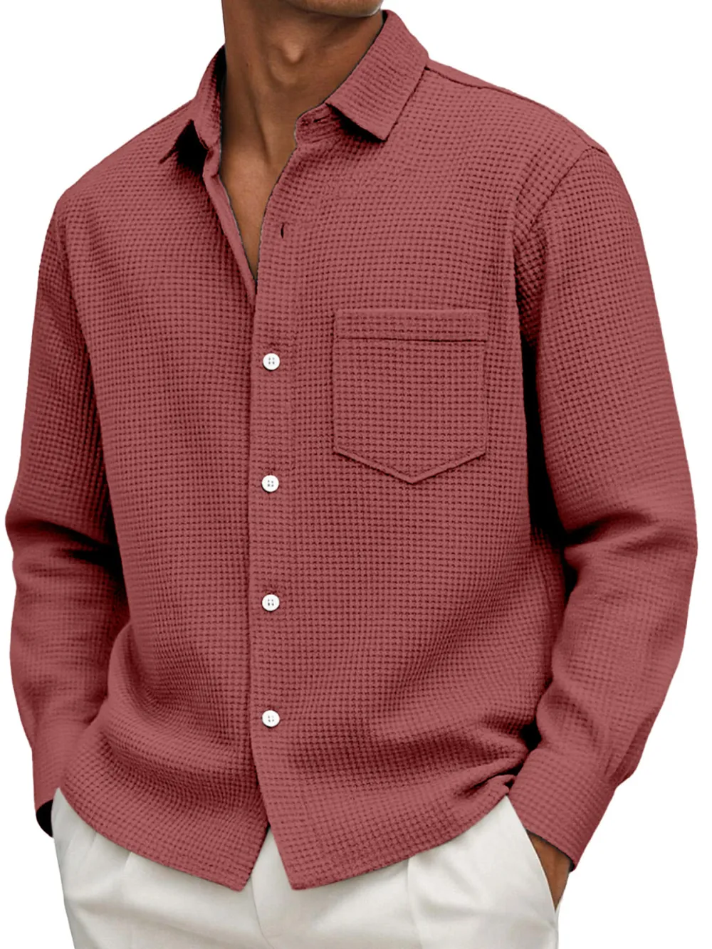 Roomy Textured Knit Pocket Shirt