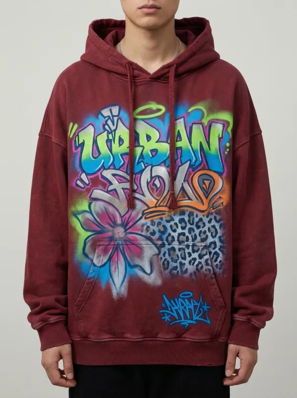 Unisex Pulse Graffiti Floral Leopard Graphic Hoodie