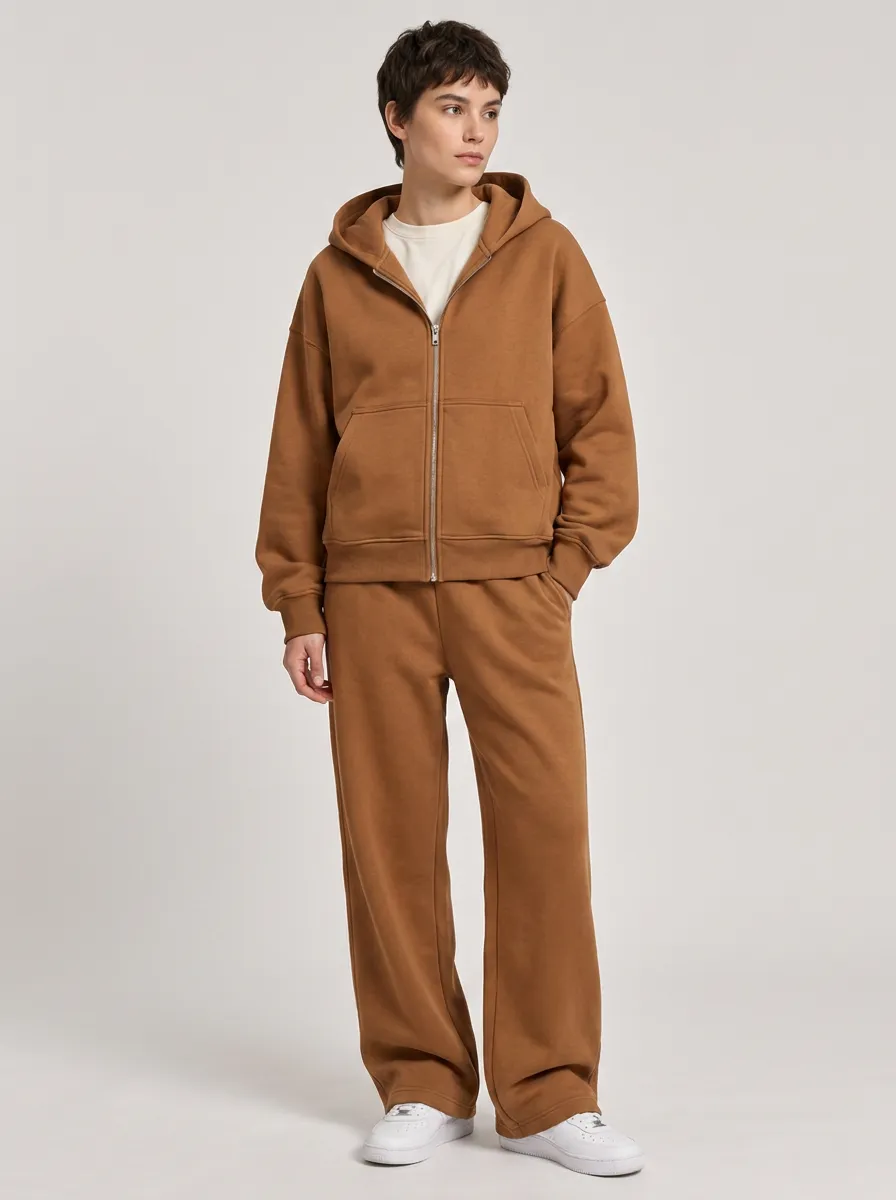 Unisex Zip-Up Hoodie Minimalist Flexible Sport Set