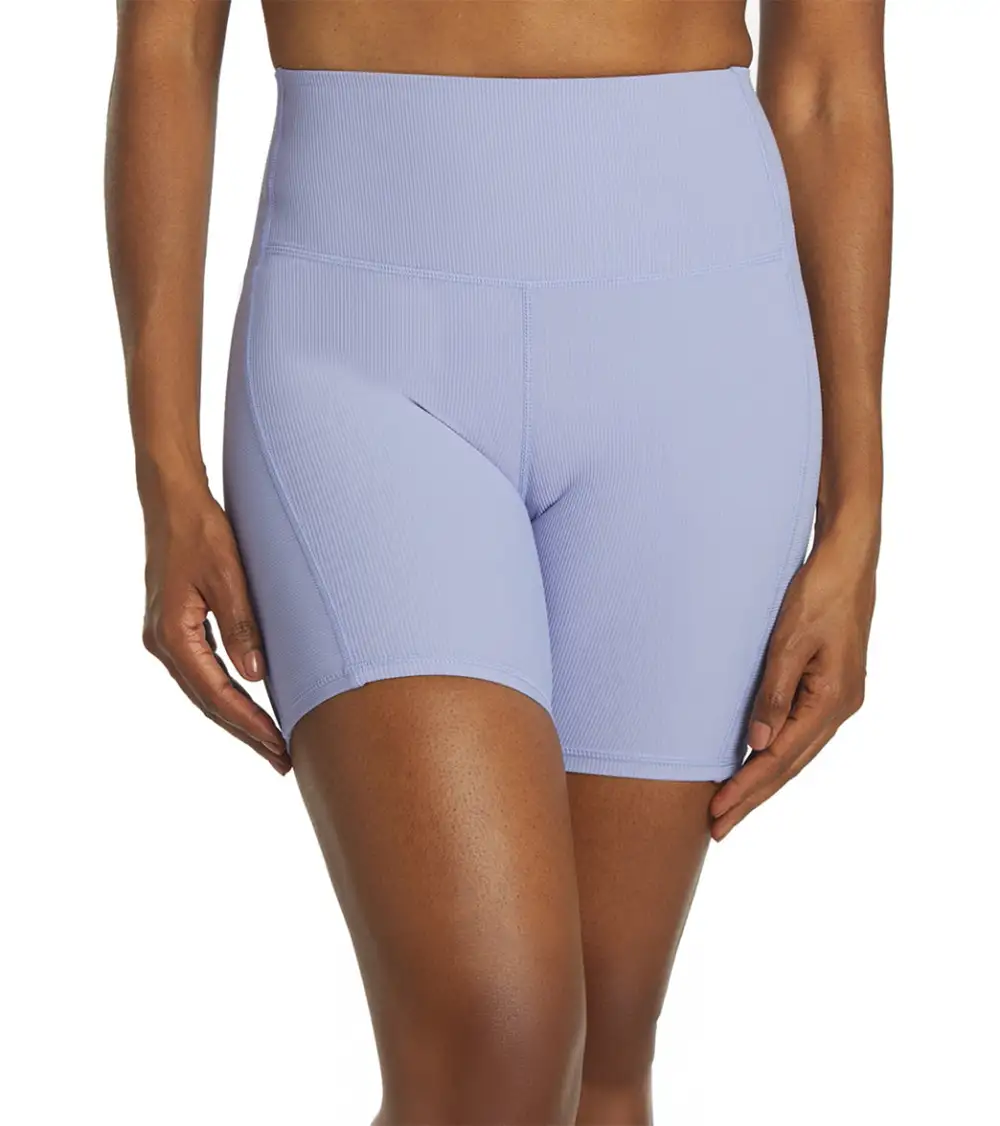 Ribbed High Rise Yoga Shorts