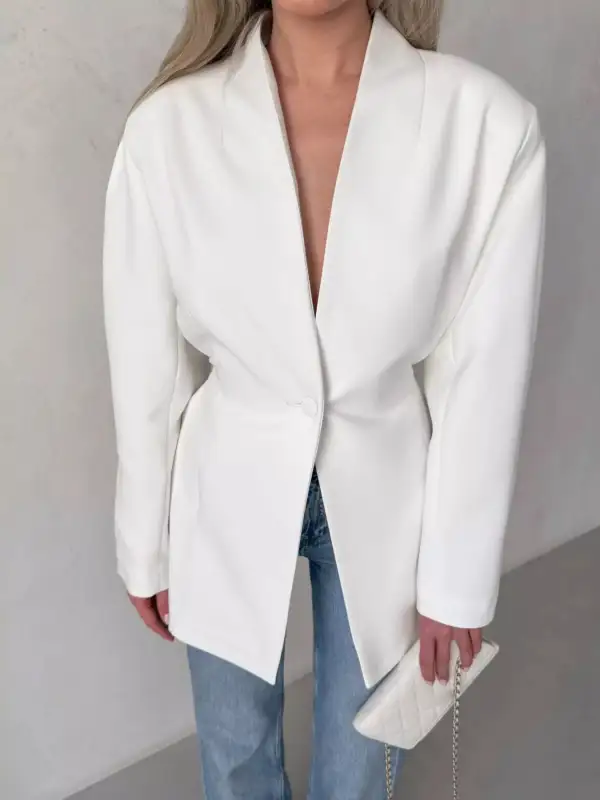 Polished Single-Button Long-Sleeve Blazer