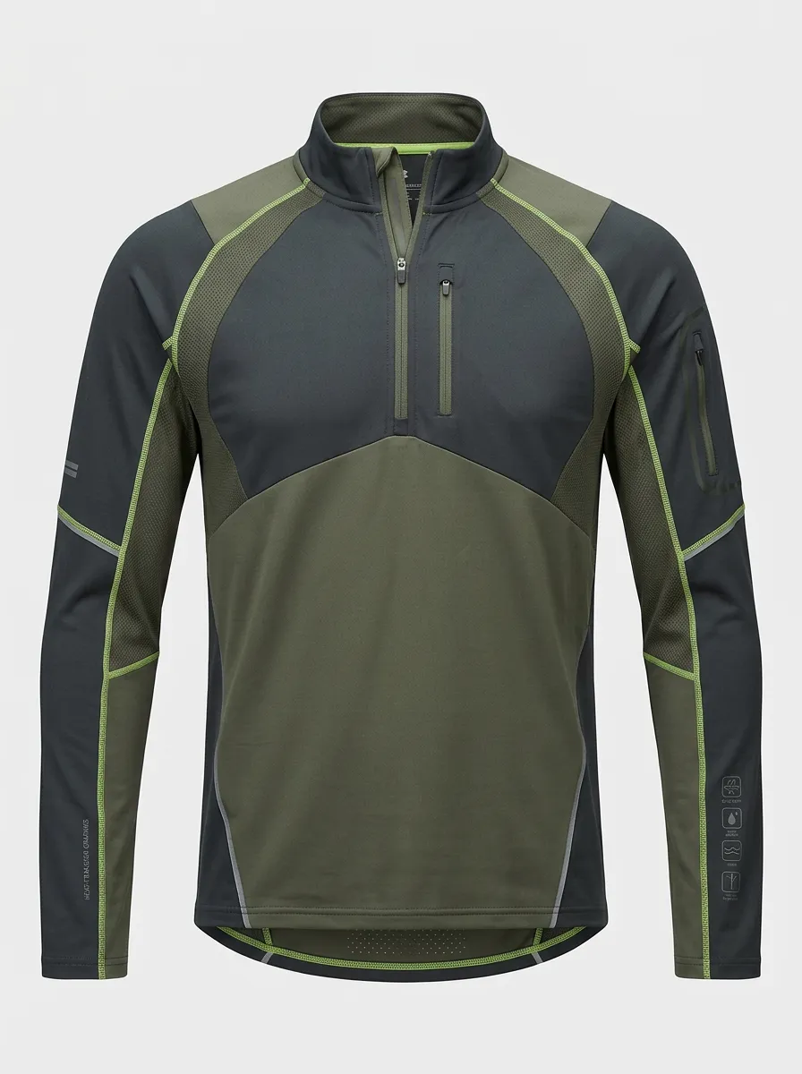 Men's Outdoor Sports Tactical Colorblock Quarter Zip Pullover Shirt