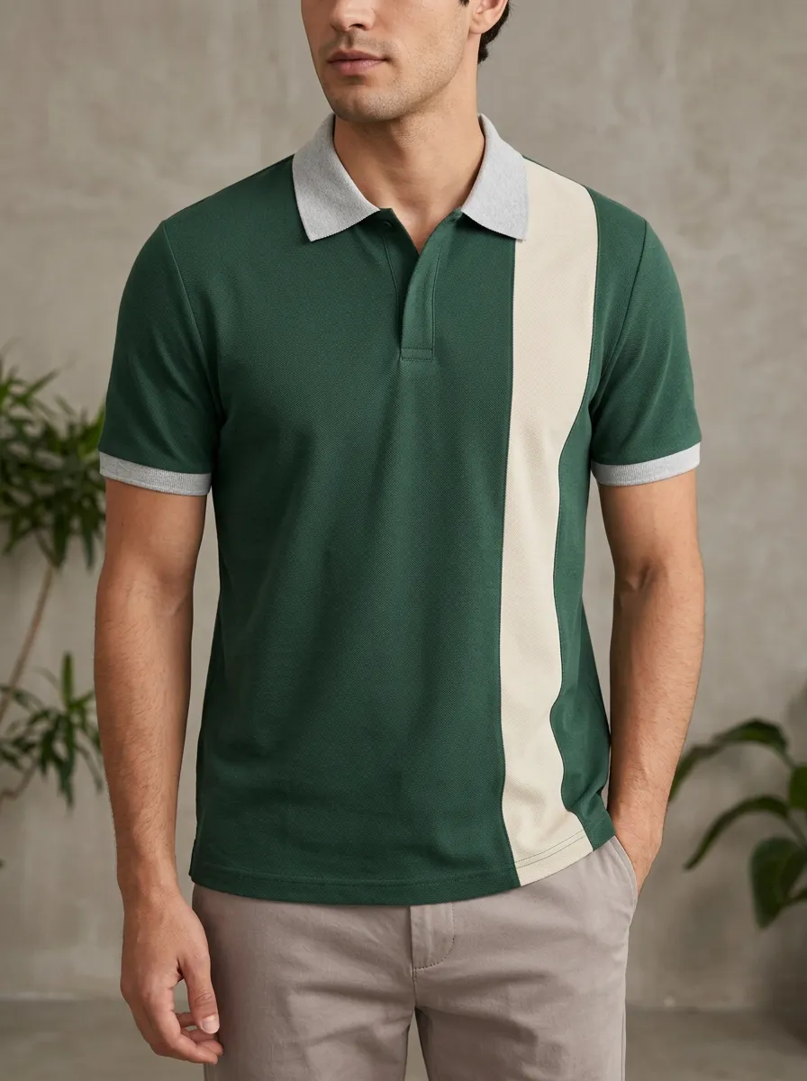 Men's Modern Comfort Vertical Stripe Polo Shirt
