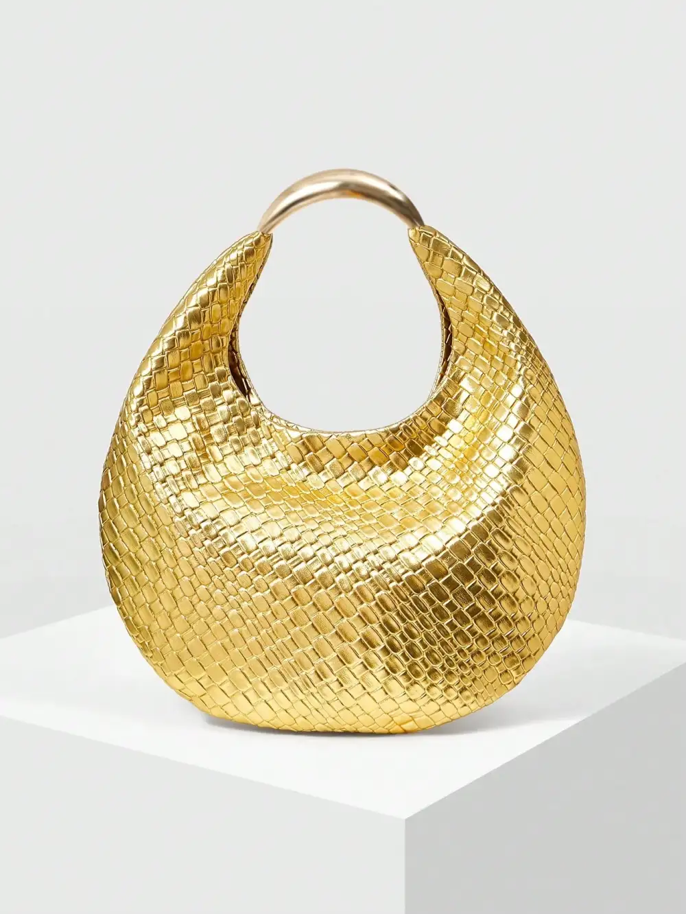 PU Leather Embossed Top Handle Bag