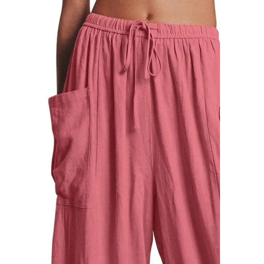 Full Size Pocketed Drawstring Wide Leg Pants