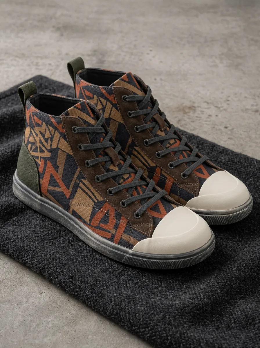 Men's Retro Geometric Pattern Patterned Canvas Shoes